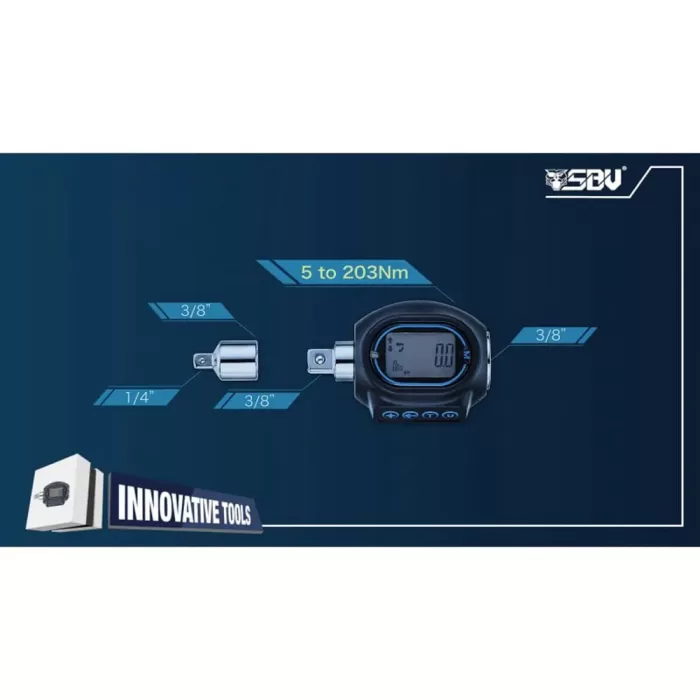SBV TOOLS 3/8” Digital Torque Adapter, 4-203 Nm / 3-150 ft-lbs - Image 6